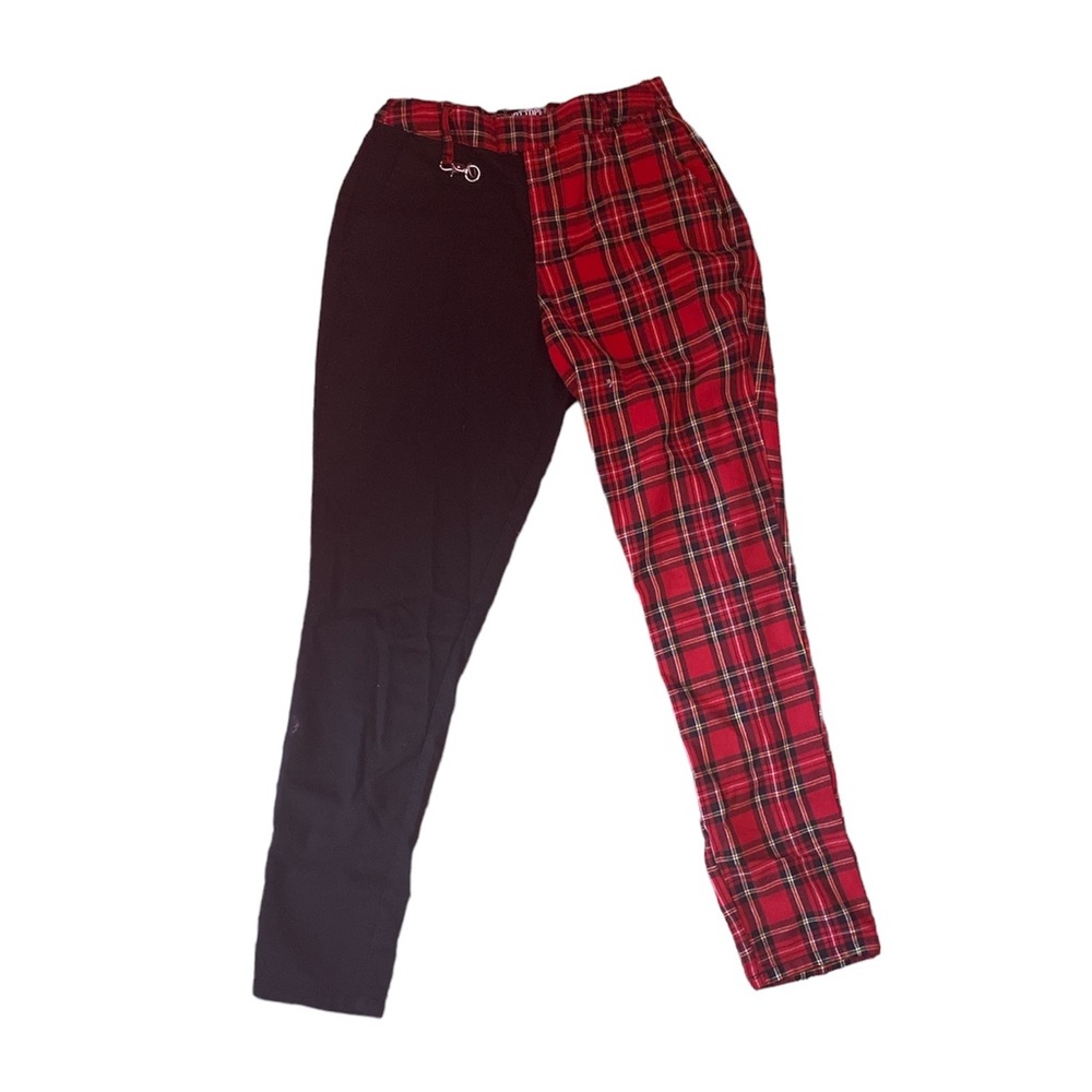 Hot Topic Black and Red Plaid Split pants